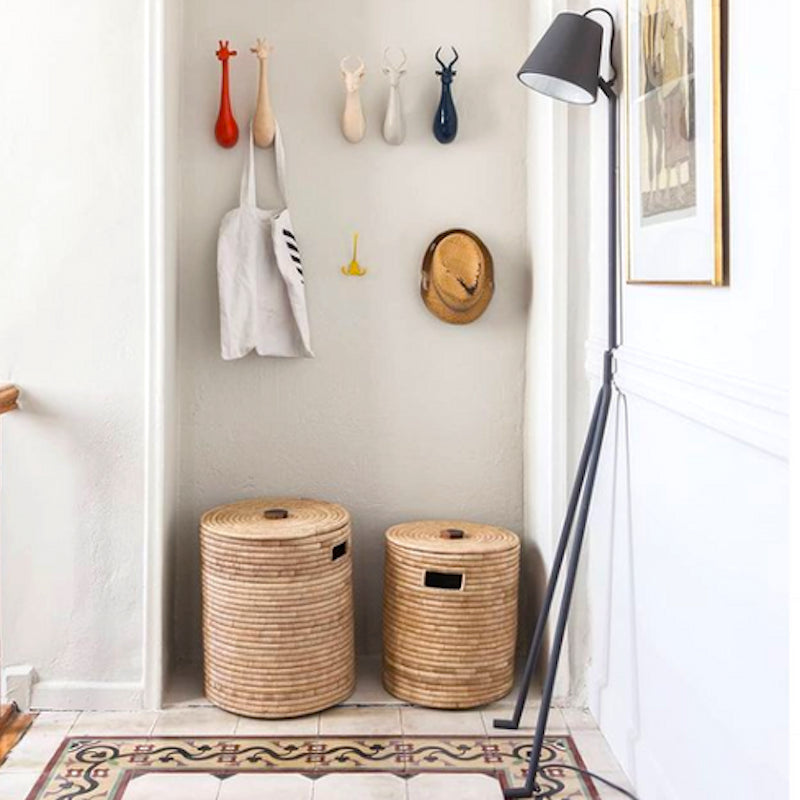 Handcrafted Mulaza Palm &amp; Mahogany Storage Basket