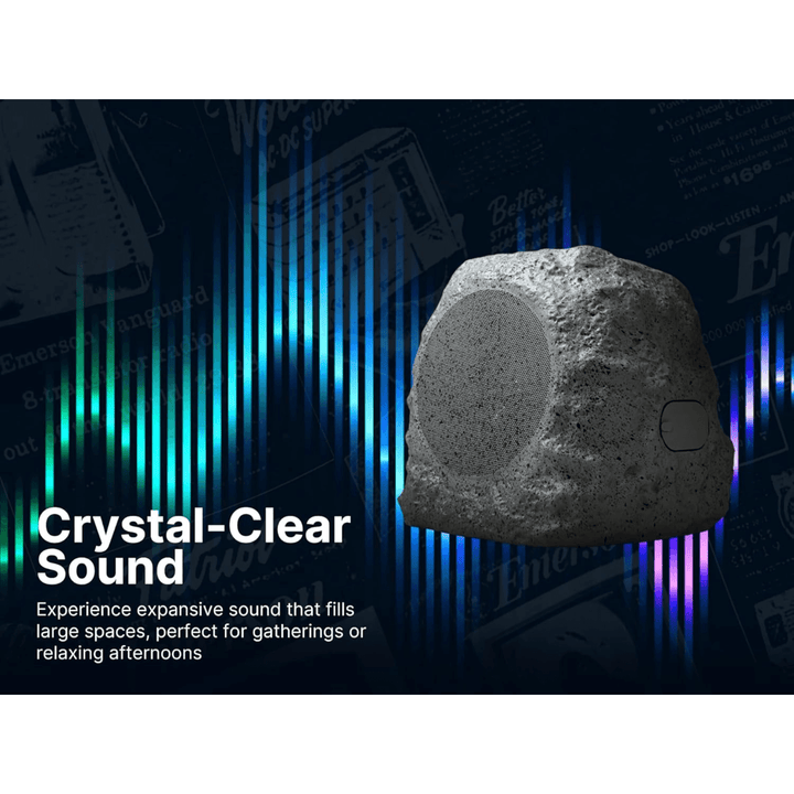 Solar Rock Bluetooth Speaker, Solar-Powered, IPX5, 10W