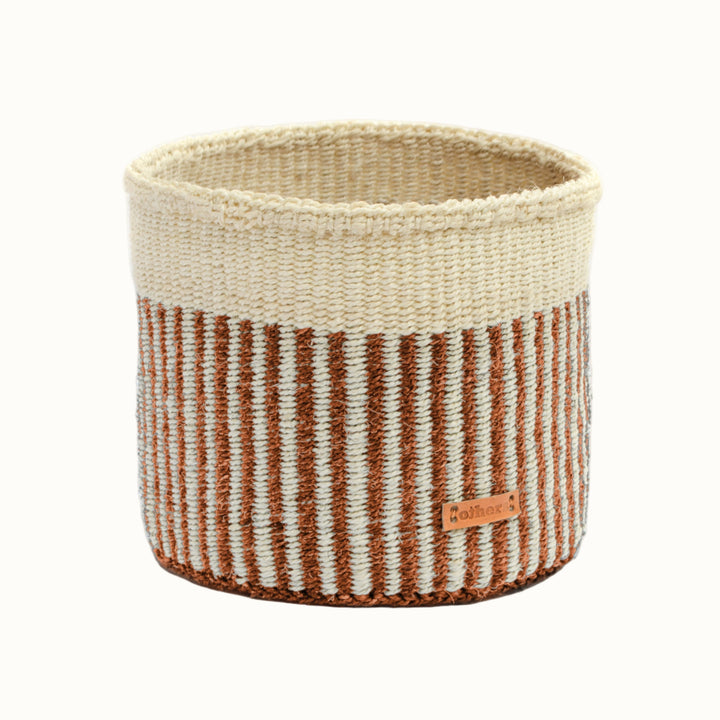 Handwoven Sisal Storage Basket, Red &amp; Brown 9"