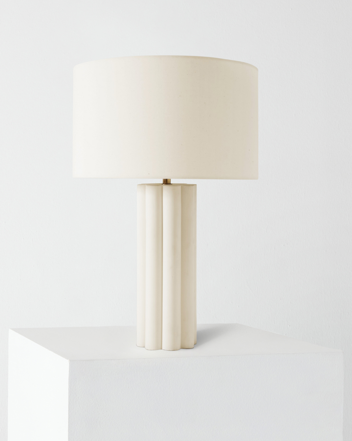 Vegan Fluted Ceramic &amp; Cotton Table Lamp