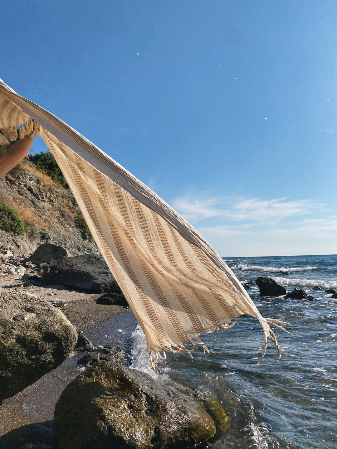 Biodegradable Cotton Linen Oversized Towel, Beige