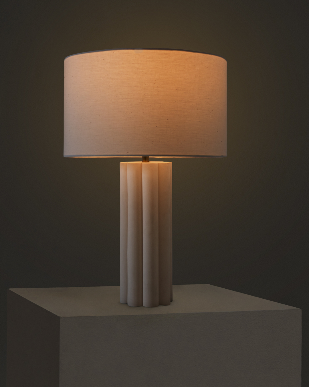 Vegan Fluted Ceramic &amp; Cotton Table Lamp