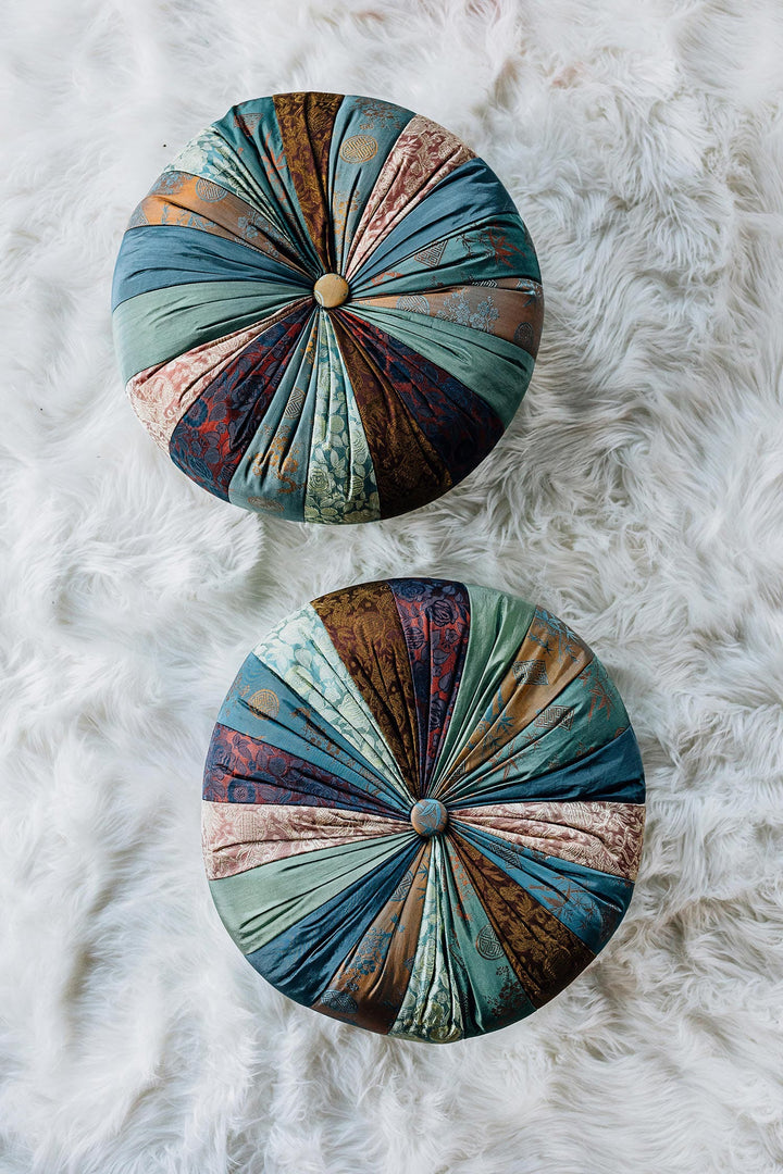 Handcrafted Silk &amp; Kapok Yoga Meditation Pillow