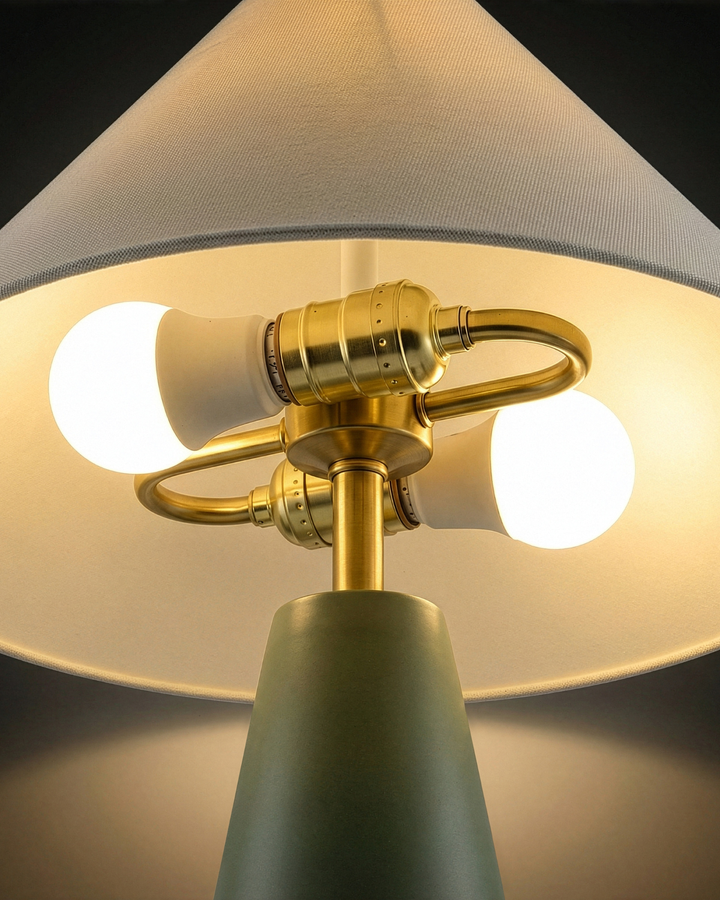 Vegan Green Glass &amp; Brass Ambient Table Lamp
