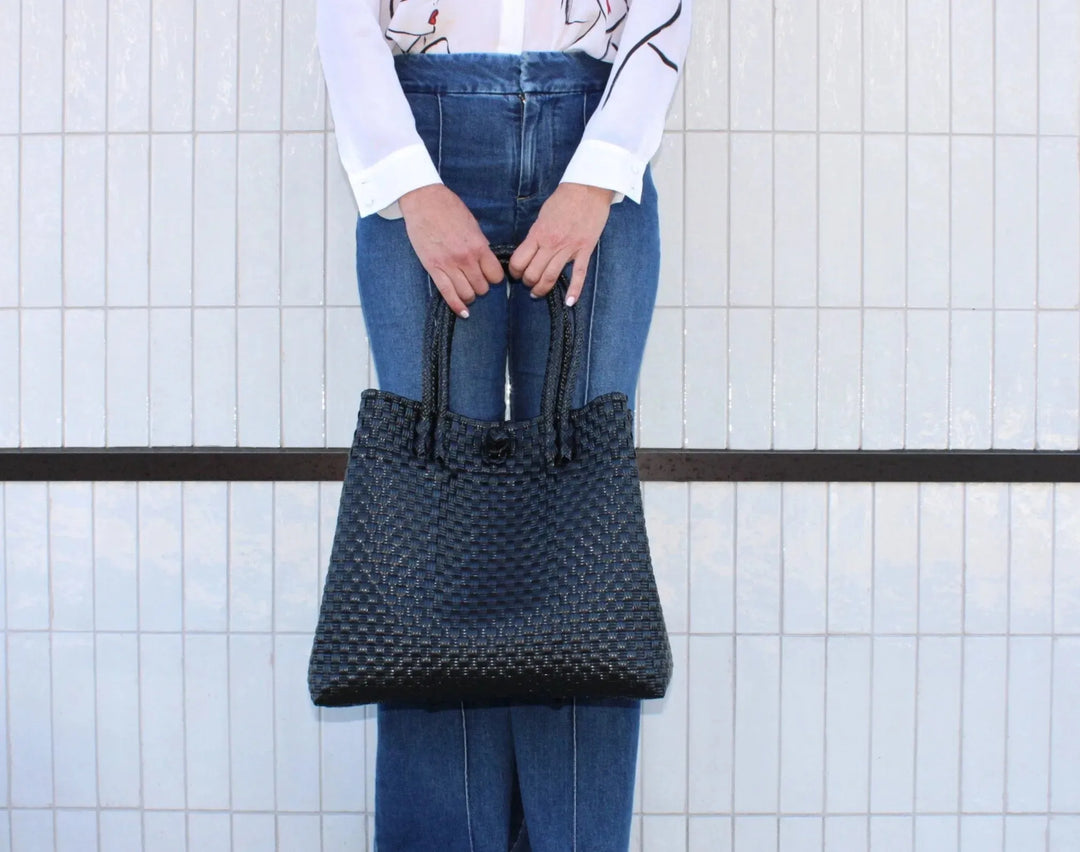 Piper Handwoven Recycled Plastic Tote Bag