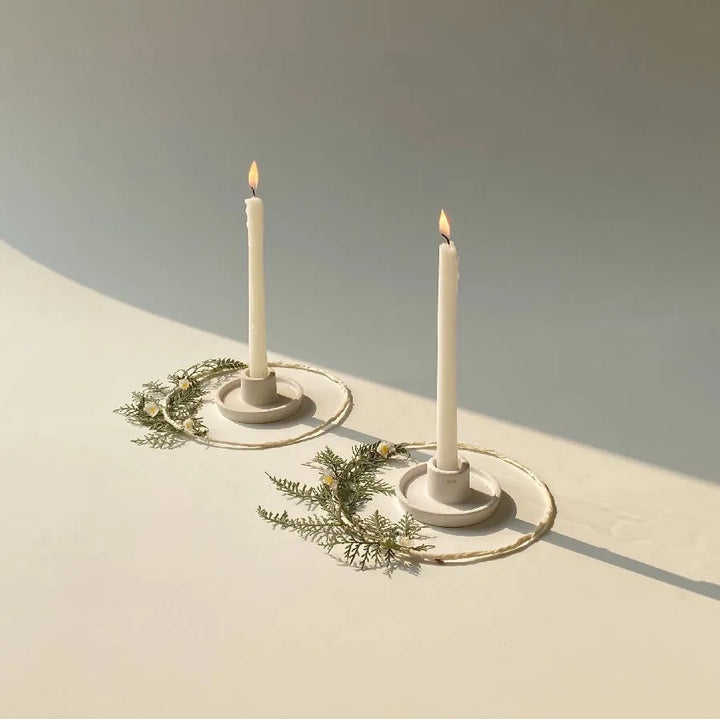 Ivory Matte Ceramic Taper Holder Set