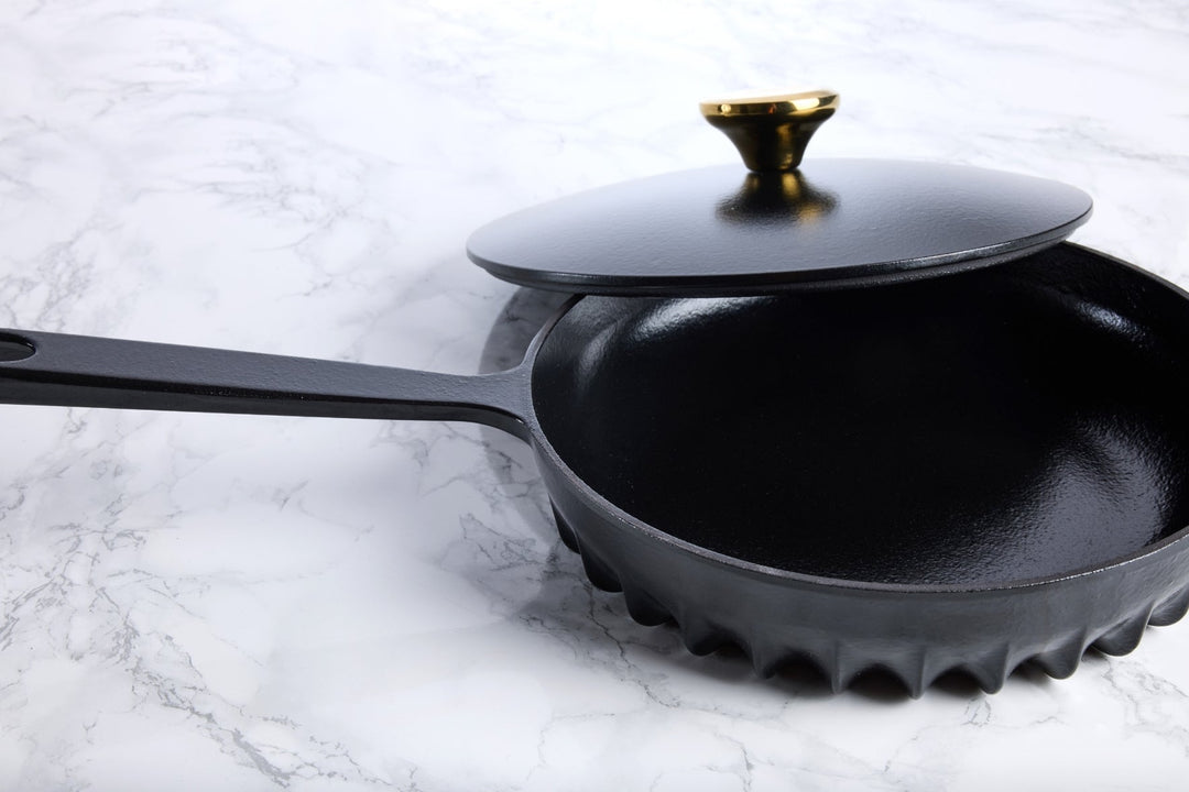 Recycled Cast Iron Enameled Frying Pan, 10"