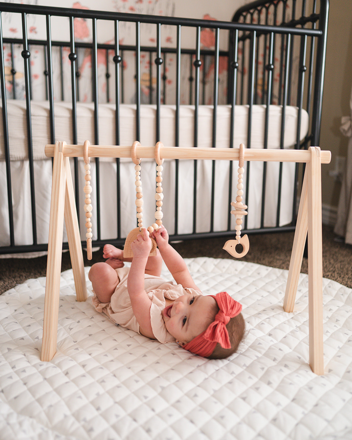 Non-Toxic Pine Wood Baby Play Gym &amp; Mat Set