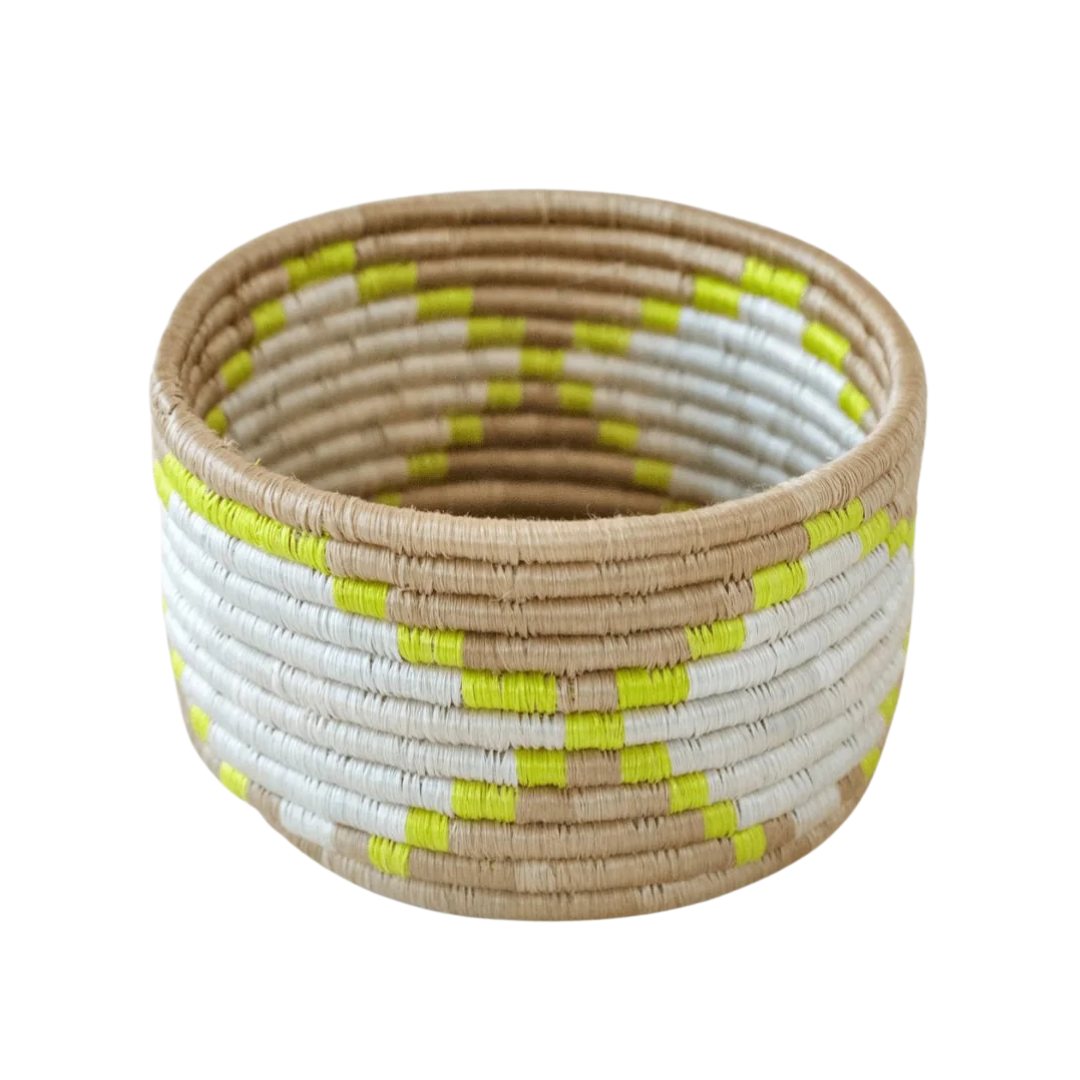 Handcrafted Sisal &amp; Sweetgrass Trinket Basket, Pink
