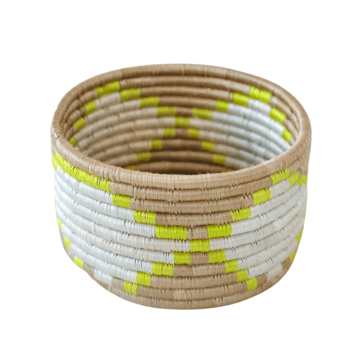 Handcrafted Sisal &amp; Sweetgrass Trinket Basket, Pink