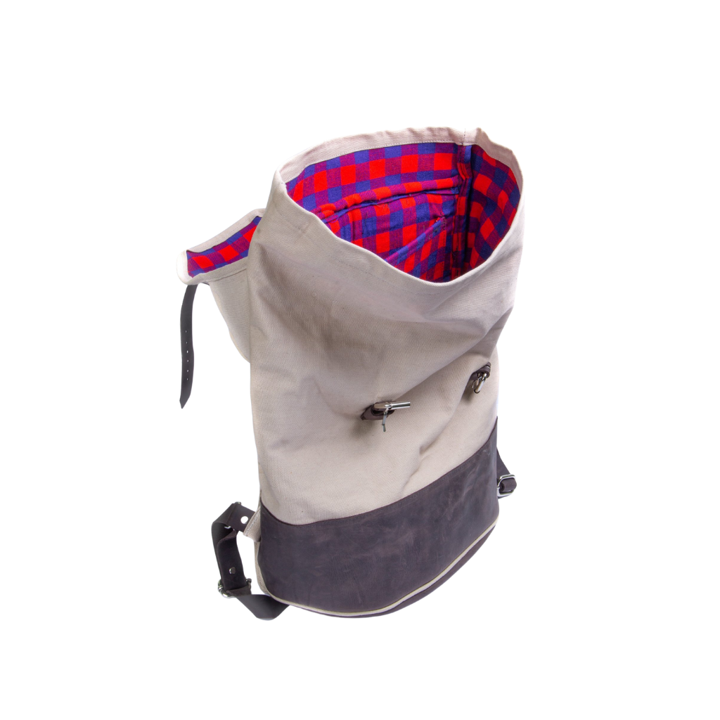 Handcrafted Leather &amp; Canvas Daypack, Maasai Lined