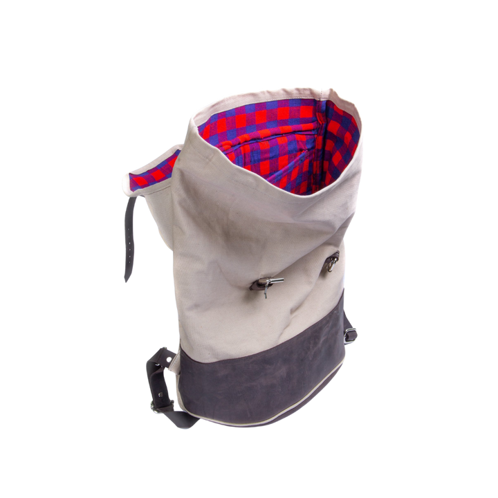 Handcrafted Leather &amp; Canvas Daypack, Maasai Lined