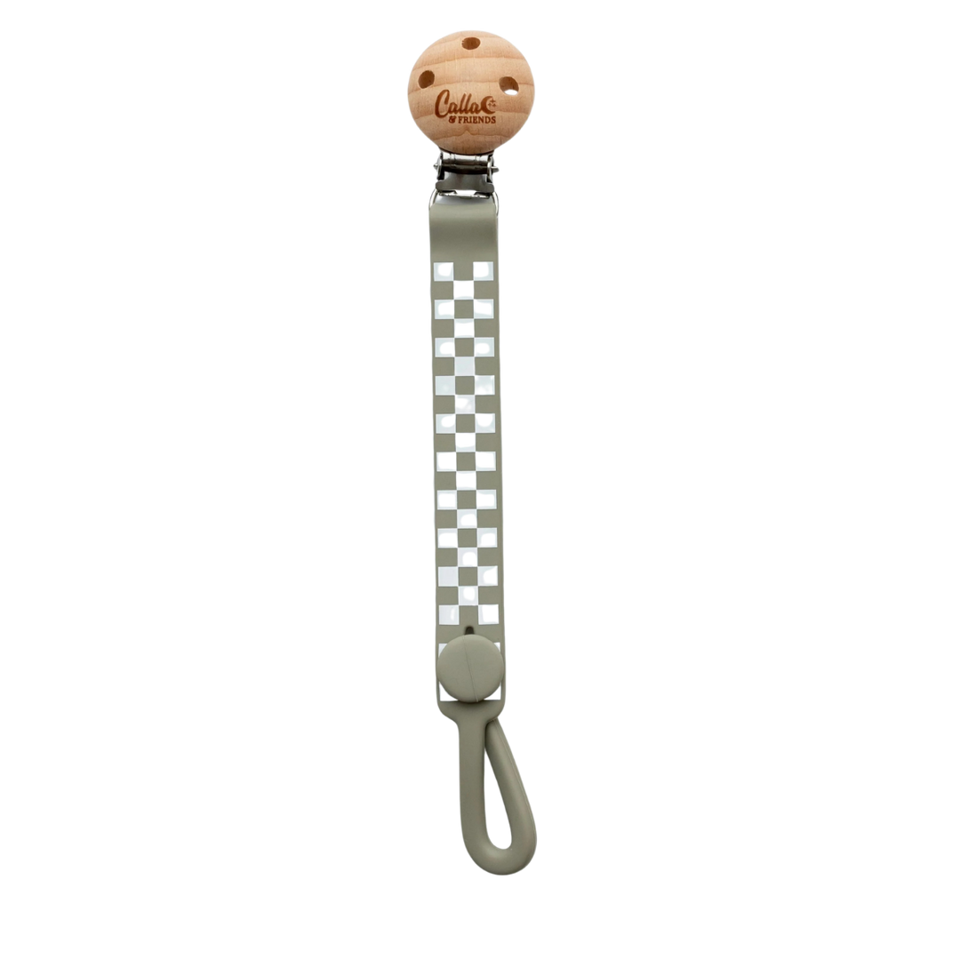 Non-Toxic Silicone Pacifier Clip, Checkered