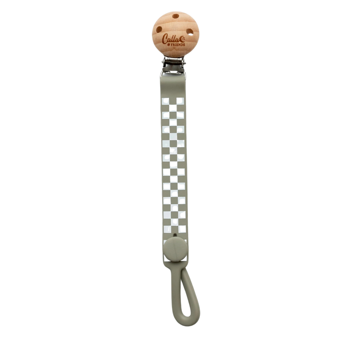 Non-Toxic Silicone Pacifier Clip, Checkered