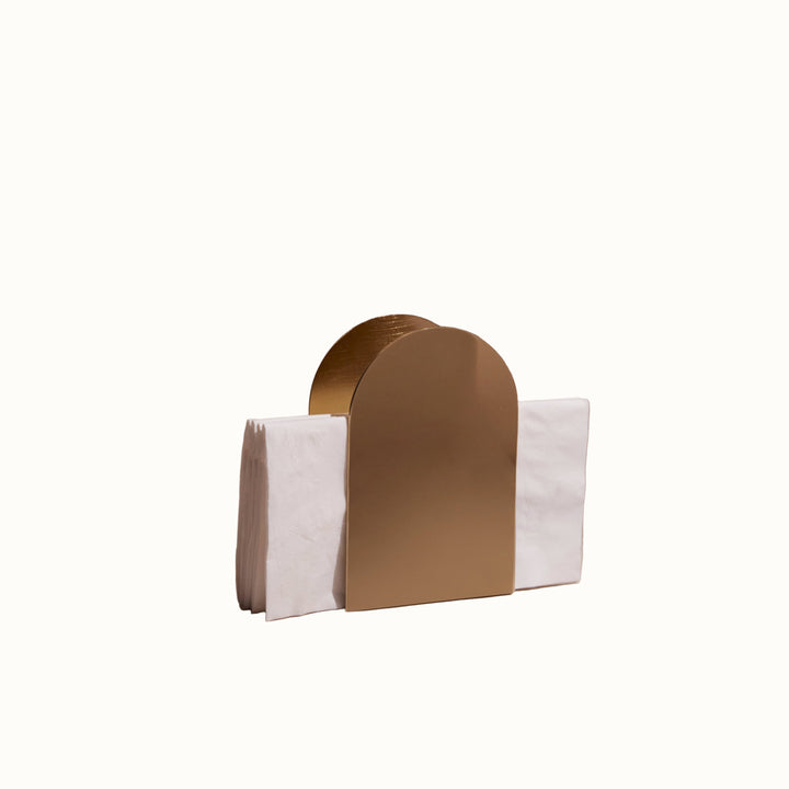 Handcrafted Brass Napkin Holder, Arch, 4" x 2" x 6"