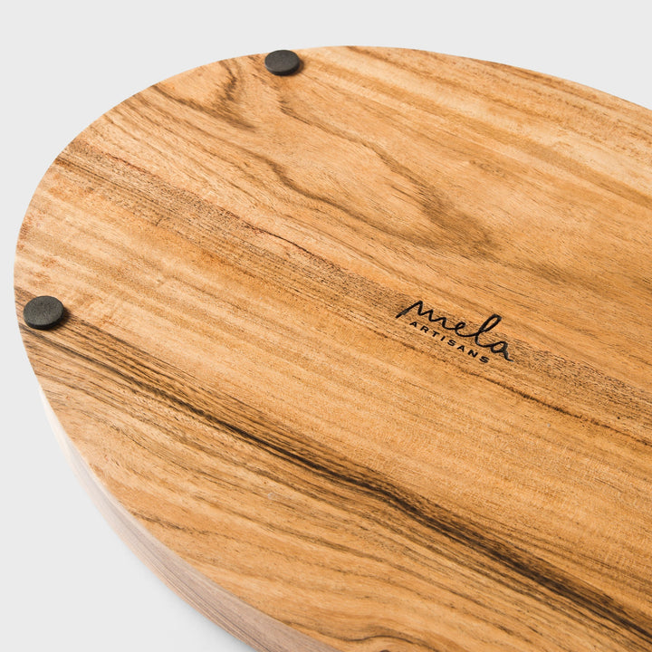 Handcrafted Acacia Wood Oval Serveware Tray, Natural