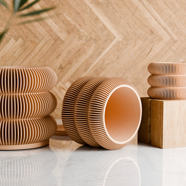 Biodegradable Plant-Based Bubble Planter, Ribbed Decor