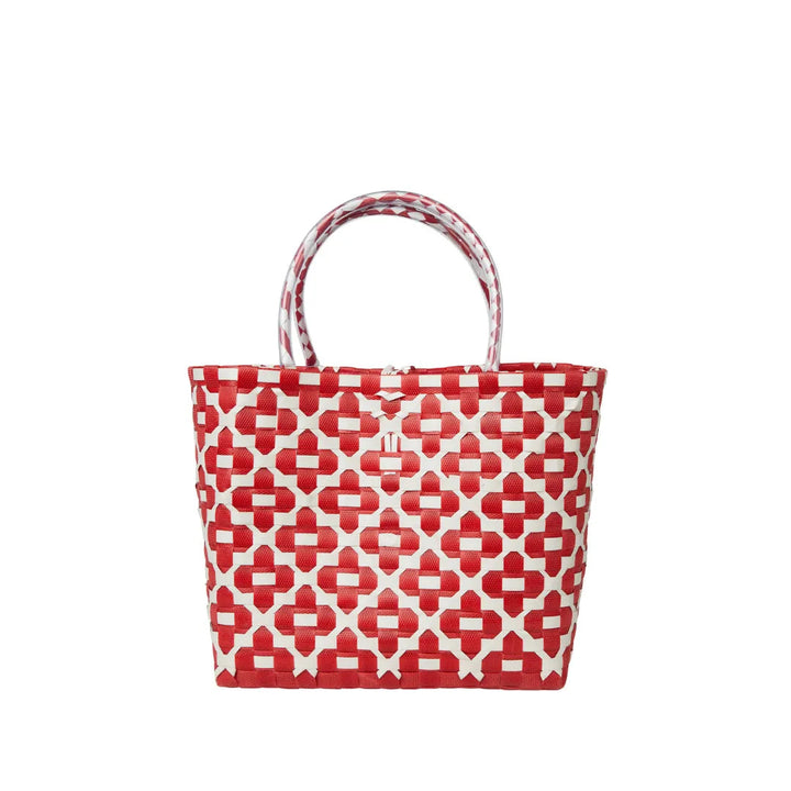 Handwoven Recycled Plastic Floral Mini Tote