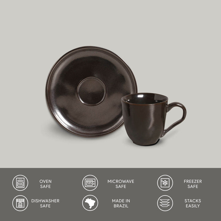 Non-Toxic Ceramic Cup &amp; Saucer Dinnerware Set, 6 Ct.
