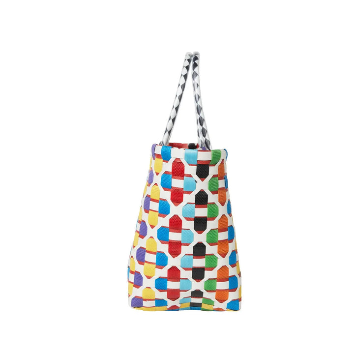 Handwoven Recycled Plastic Floral Mini Tote