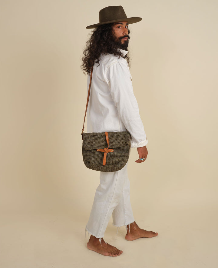 Handcrafted Fair-Trade Cactus Fiber Crossbody Bag, Sage