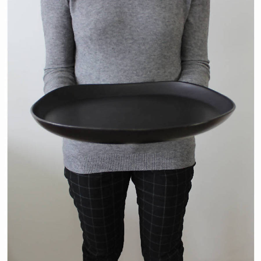 Handcrafted Stoneware Round Serving Platter, 16"