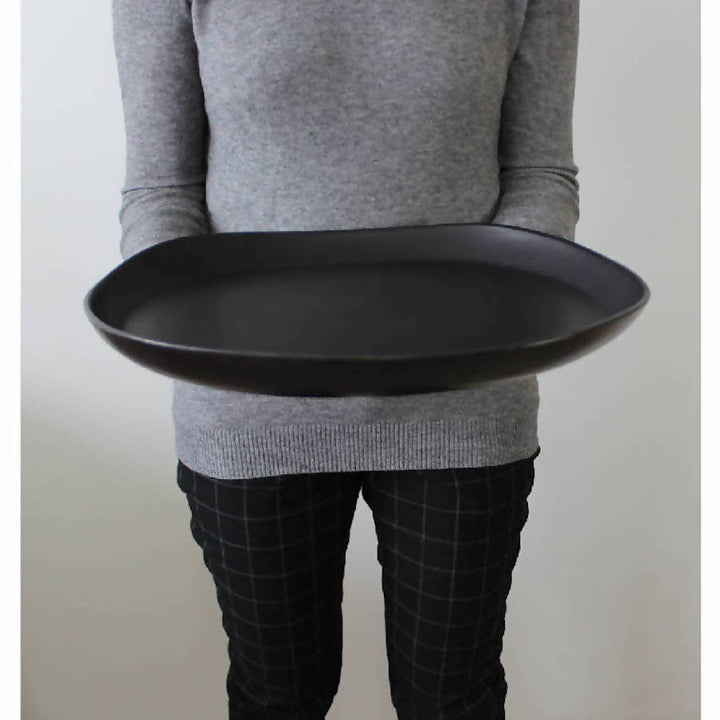 Handcrafted Stoneware Round Serving Platter, 16"