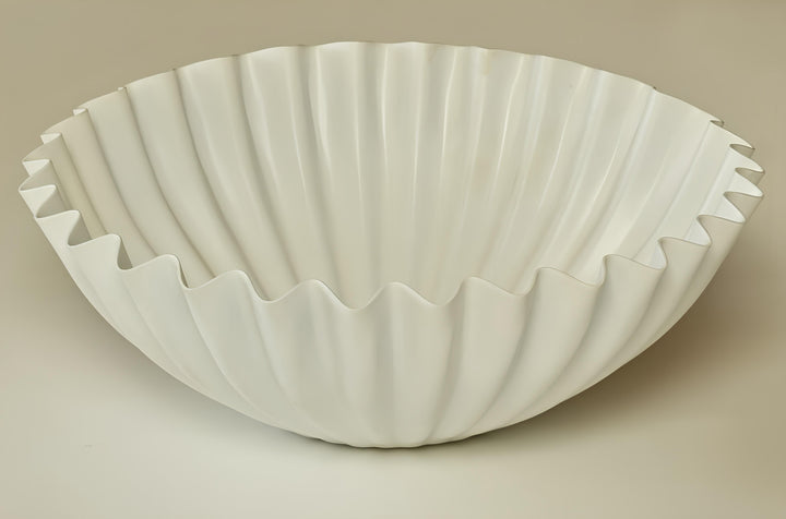 Vegan Aluminum Ribbed Sculptural Decor Bowl, 12.25"