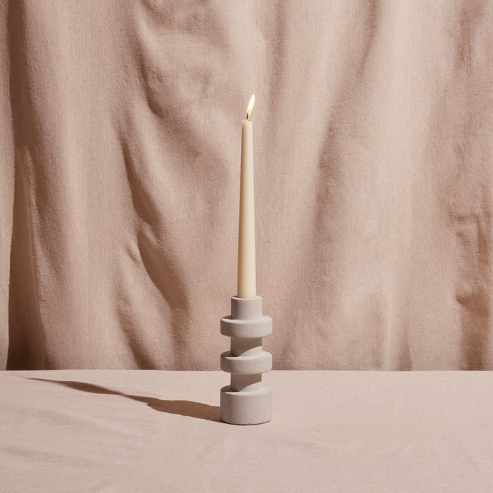 Handcrafted Sandstone Taper Candle Holder, 2" x 4"