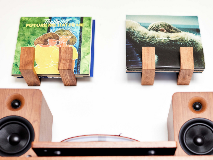 Handcrafted Hardwood Vinyl Record Wall Shelf, 2 Ct.