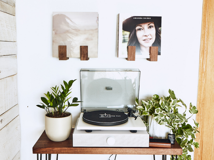 Handcrafted Hardwood Vinyl Record Wall Shelf, 2 Ct.