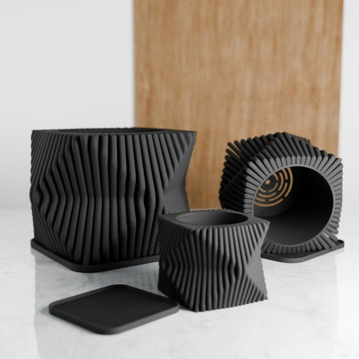 Biodegradable Sculptural Tide Planter, Bioplastic Decor