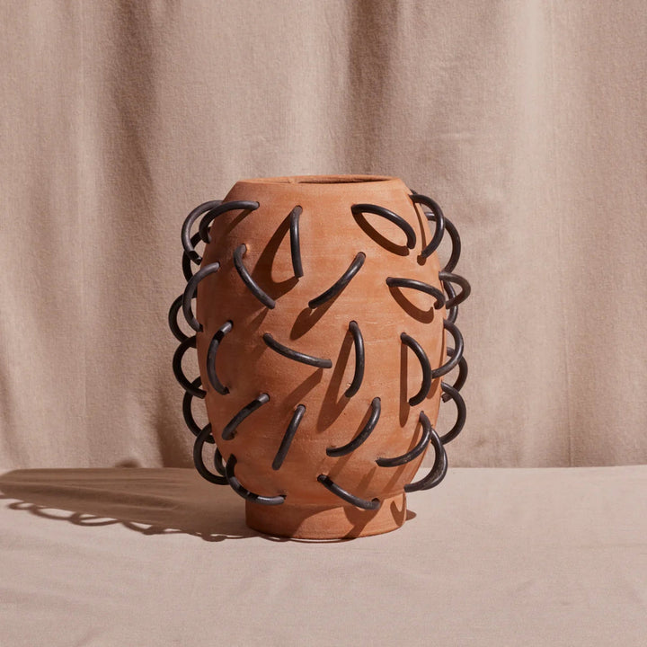 Handcrafted Terracotta Vessel Decor, 10.5" x 12"