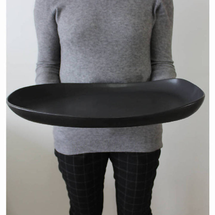 Handcrafted Enameled Stoneware Long Serving Platter