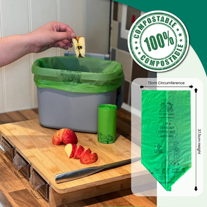 Compostable Corn Starch Caddy Liners, 1.5 Gal, 30 Ct.