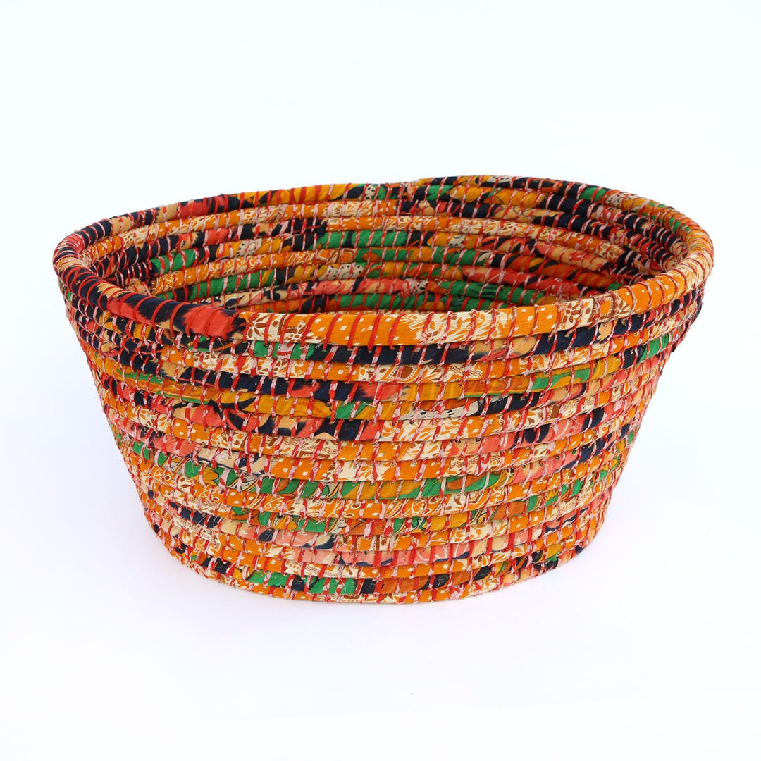 Upcycled Sari Kaisa Grass Handwoven Laundry Basket