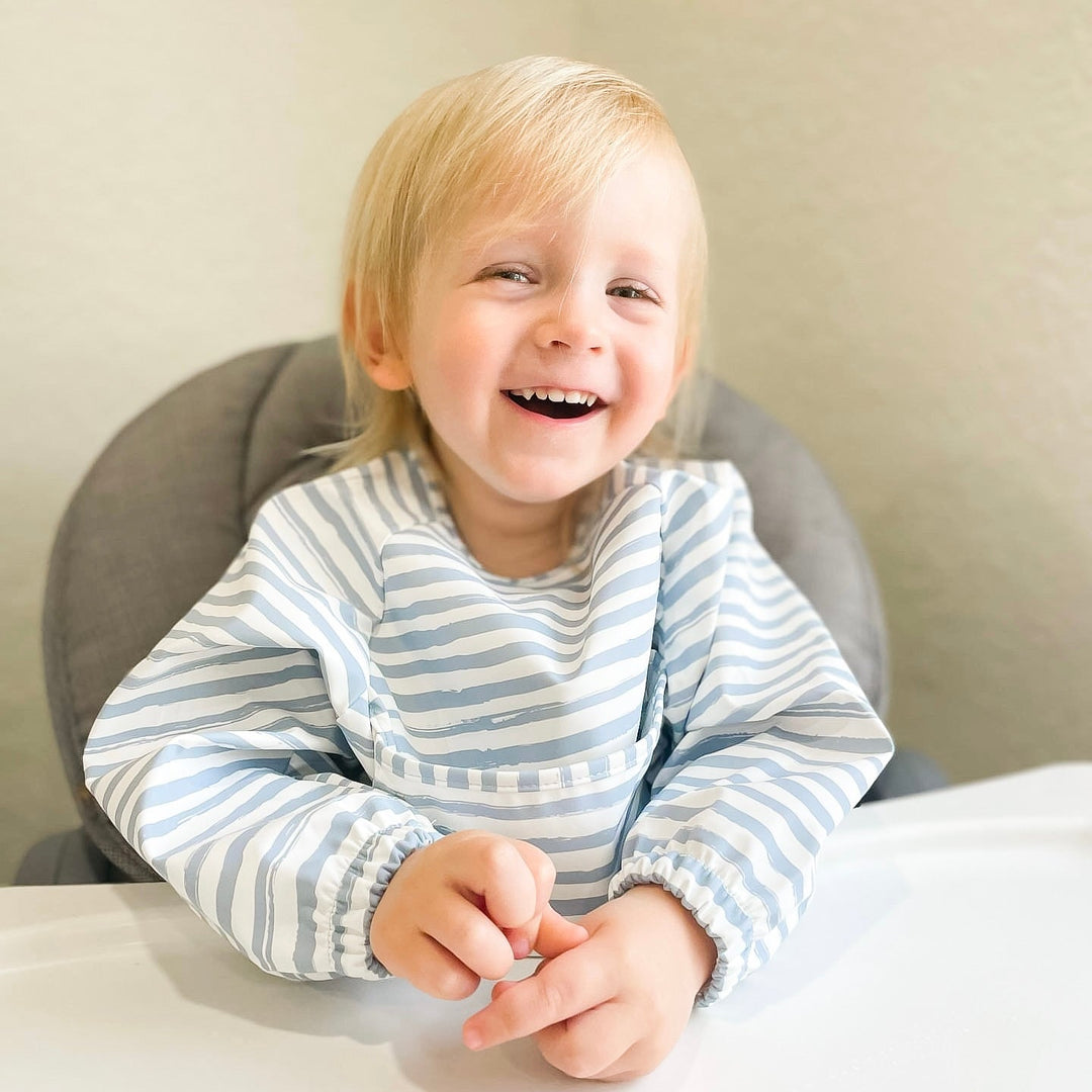 Non-Toxic Waterproof Long-Sleeve Baby Bib, Striped