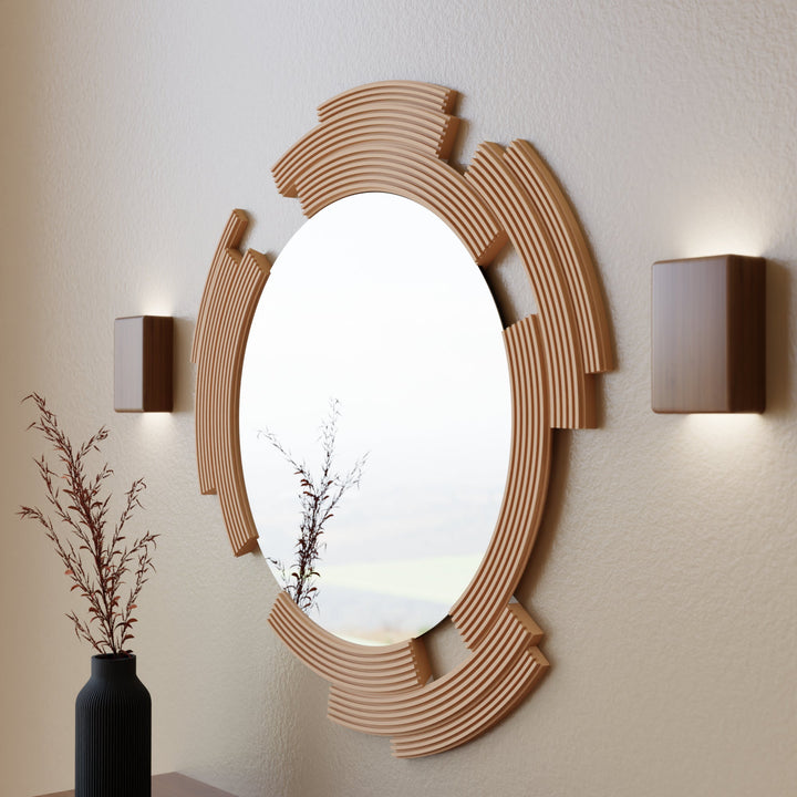Geometric Wood Fiber Wall Decor Mirror