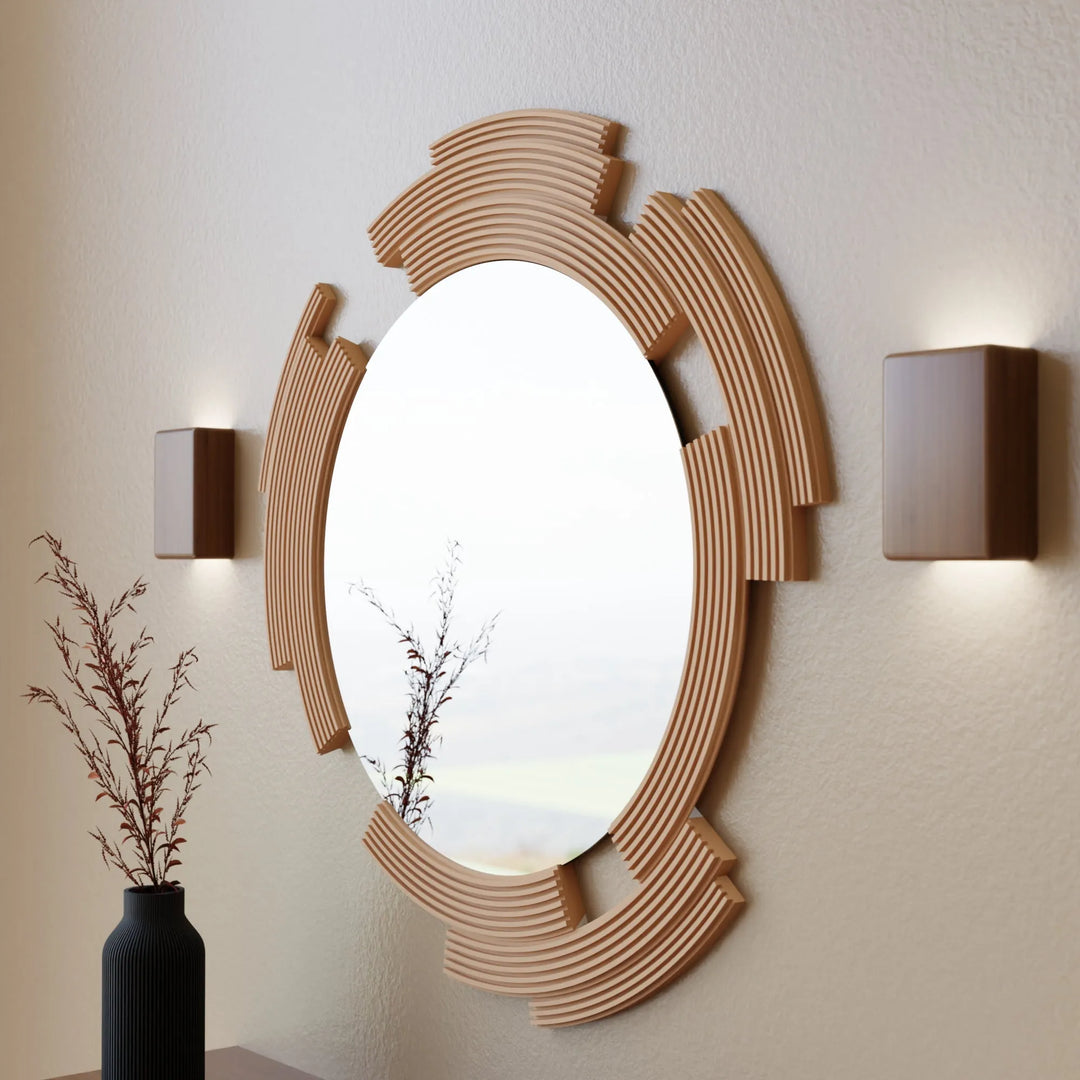 Segmented Wood Fiber Wall Mirror