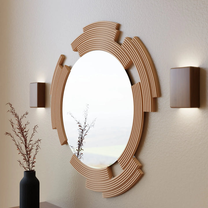 Segmented Wood Fiber Wall Mirror