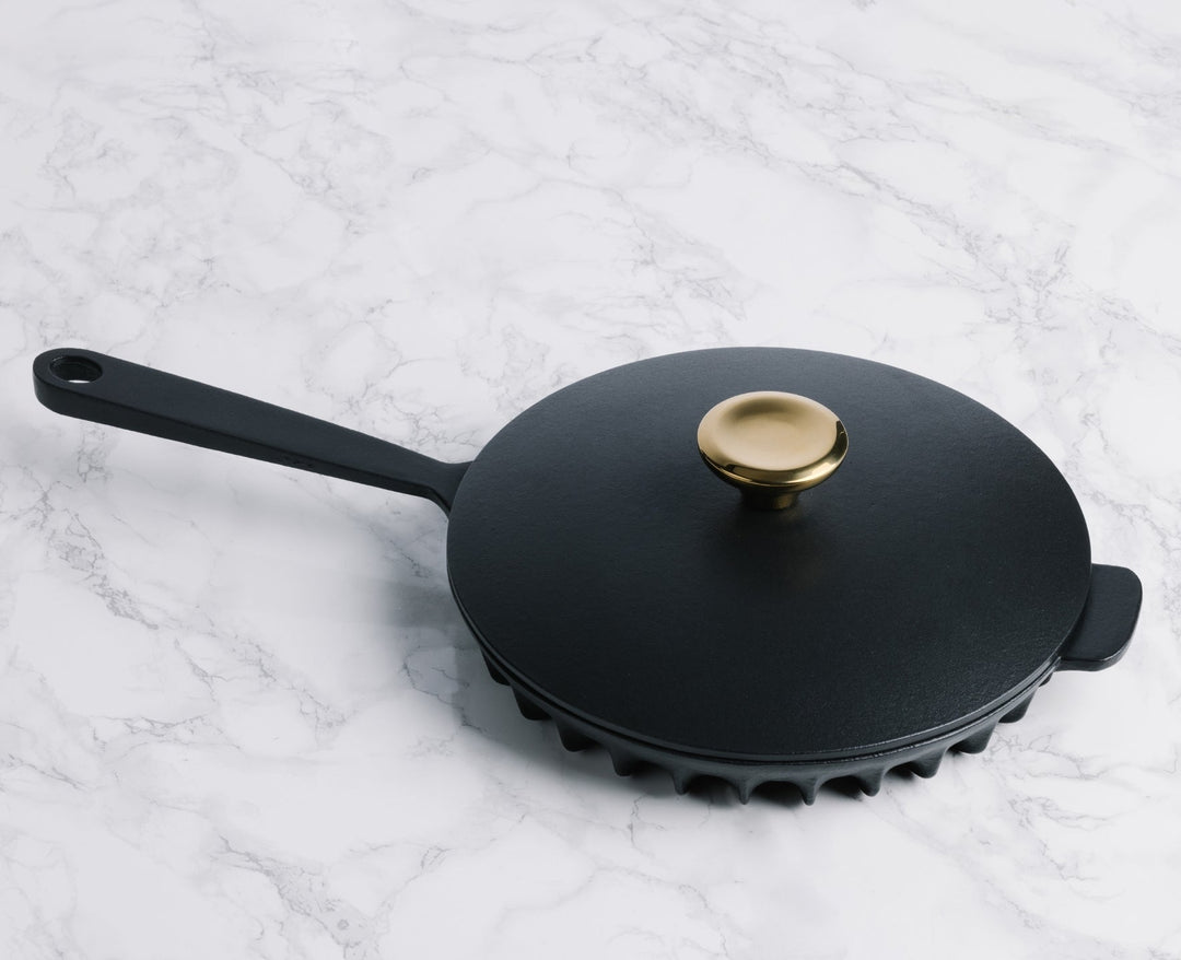 Recycled Cast Iron Enameled Frying Pan, 10"