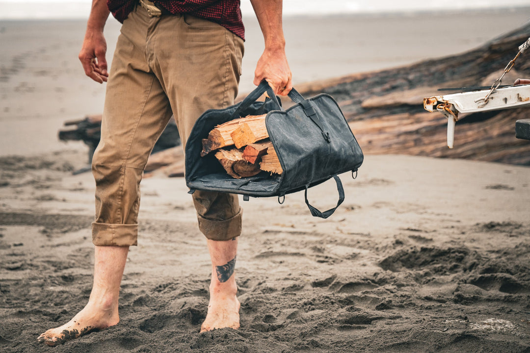 Made in USA Heavy-Duty Waxed Canvas Firewood Carrier