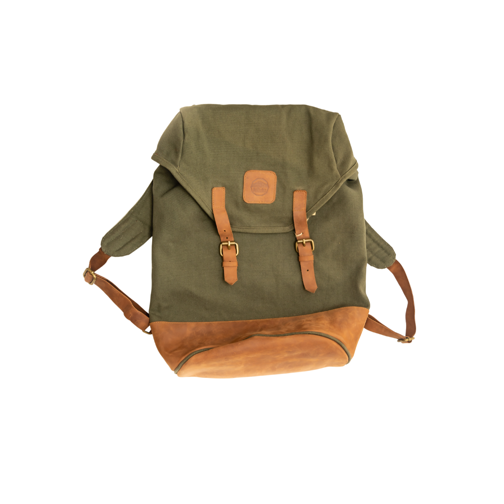 Handcrafted Leather &amp; Canvas Daypack, Maasai Lined