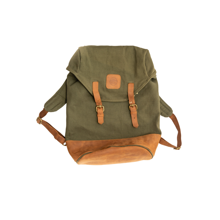 Handcrafted Leather &amp; Canvas Daypack, Maasai Lined
