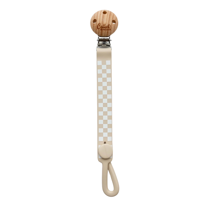 Non-Toxic Silicone Pacifier Clip, Checkered