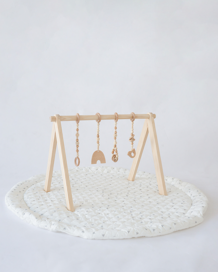 Non-Toxic Pine Wood Baby Play Gym &amp; Mat Set
