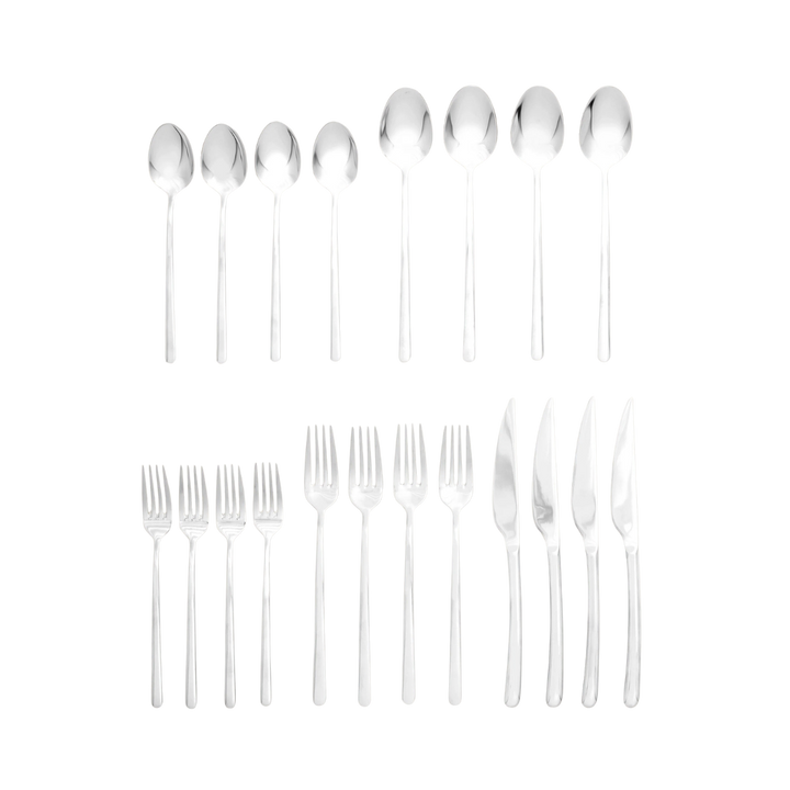 Mirror-Finish 18/10 Stainless Steel Flatware Set of 20