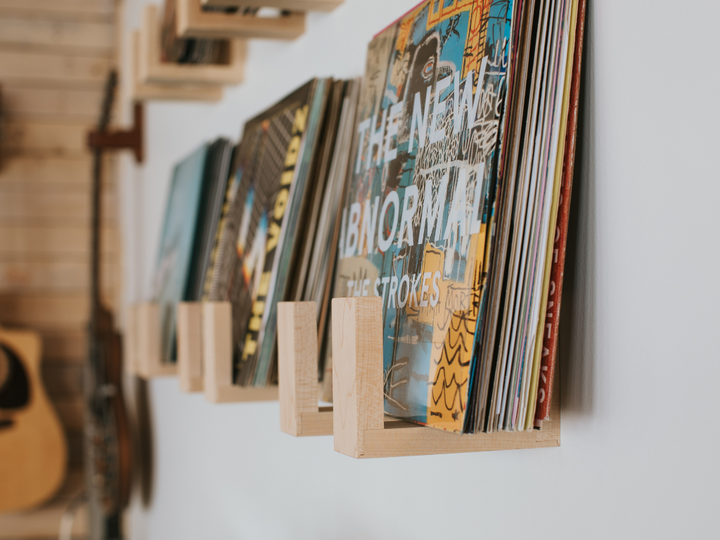 Handcrafted Hardwood Vinyl Record Wall Shelf, 2 Ct.
