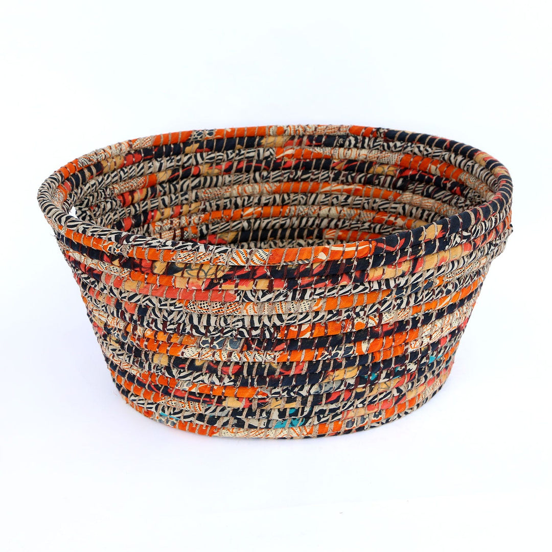 Upcycled Sari Kaisa Grass Handwoven Laundry Basket