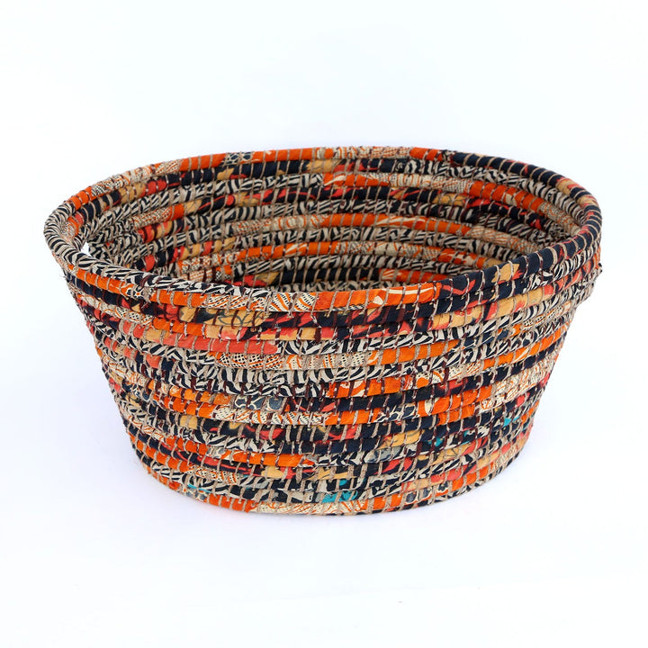 Upcycled Sari Kaisa Grass Handwoven Laundry Basket